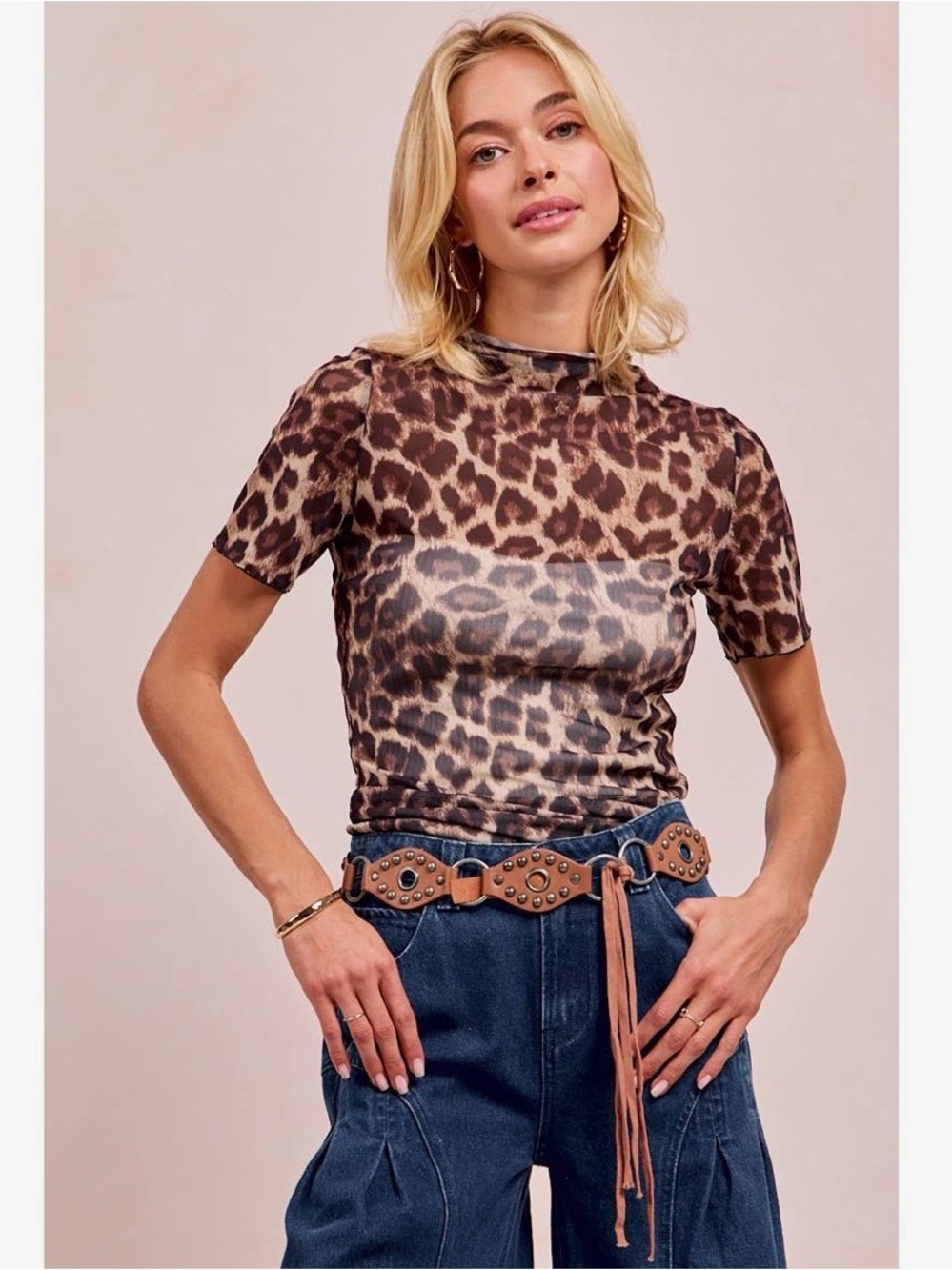 Sheer leopard top
